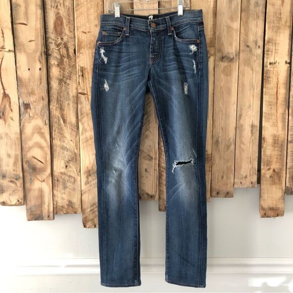 7 for All Mankind‎ Roxanne Distressed Jeans Size 24 - Picture 1 of 14